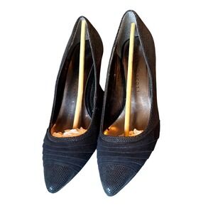 Karen Scott Gladdys Black Snakeskin Embossed Pleated Pointed Toe Size 7